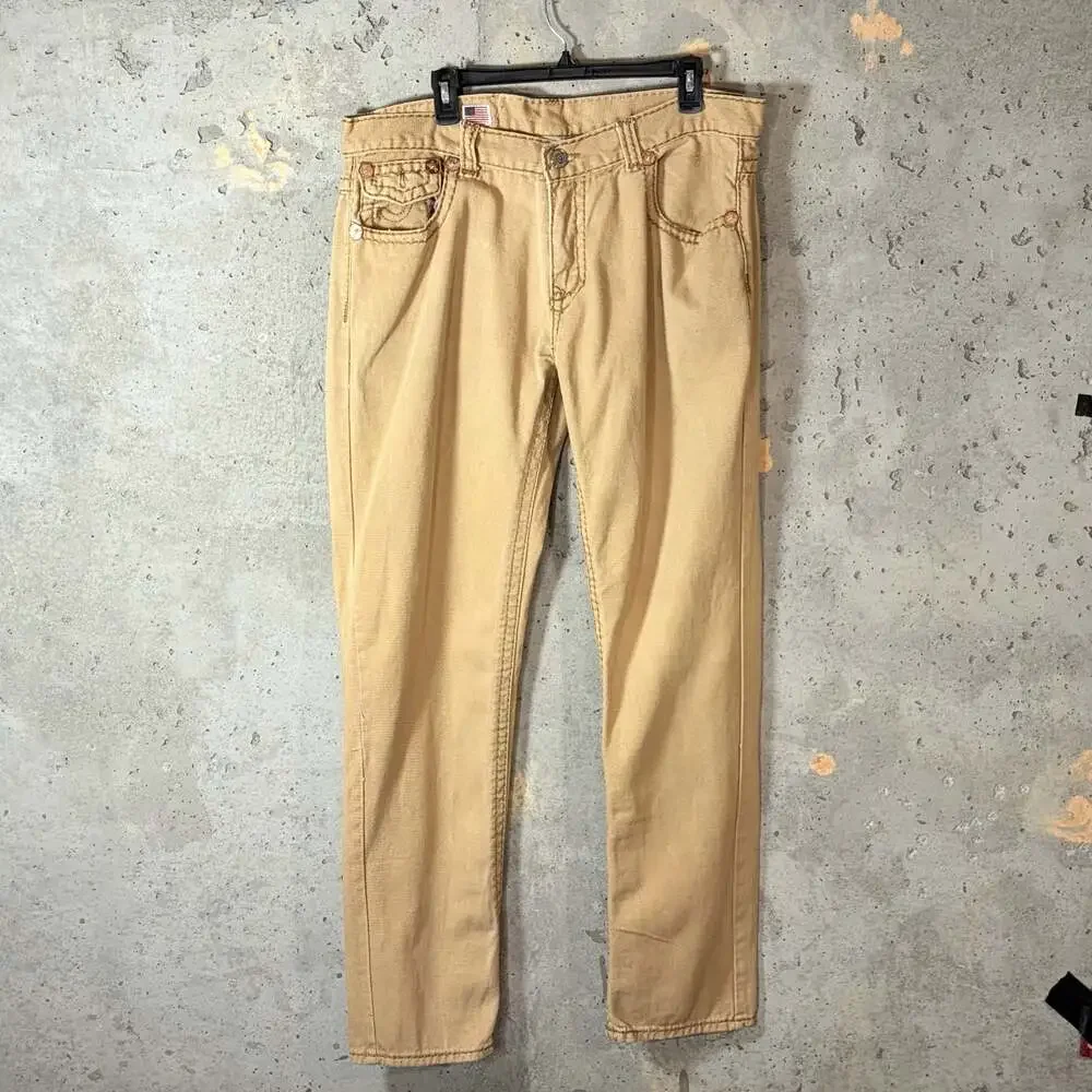 True Religion Billy Super T Tan Denim Jeans 38x32